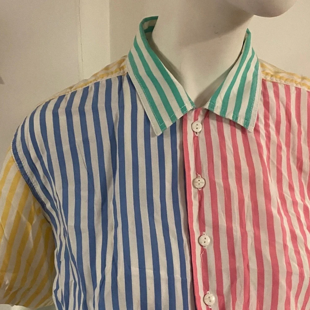Liz Wear 90s Striped Multicolor Button-Up Shirt - Picture 3 of 7